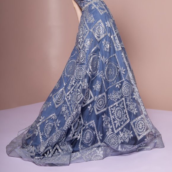 Bateau Neckline Long Prom Dress GSGL2650 - Picture 3 of 5